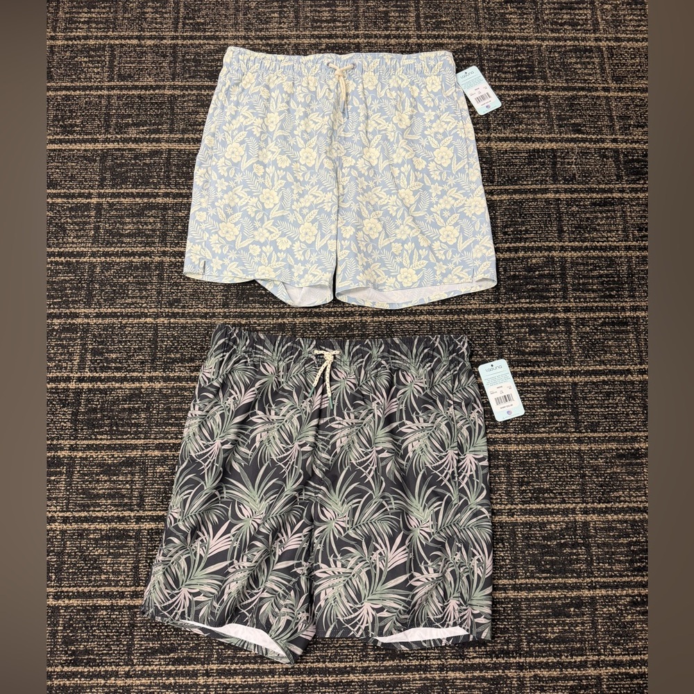 Laguna Floral and Leaf Print Men’s Swim Trunks